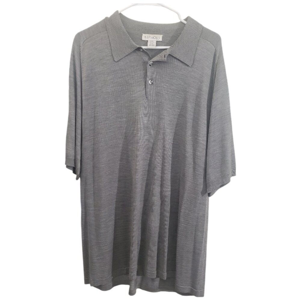 CT1863 Anthology Silk Gray Lightweight Sweater Polo Shirt XXL